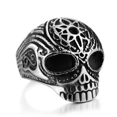 欧美戒指不锈钢男士骷髅头饰品首饰 个性朋克风骷髅头戒指