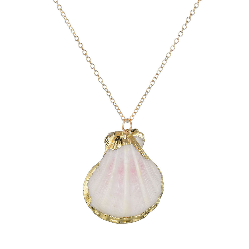 欧美波西米亚风海螺颈链合金毛衣链长款贝壳扇贝吊坠多层项链