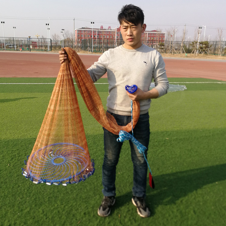 传统撒网飞盘手抛网自动捕鱼网轮胎线手抛网旋网捕鱼网户外渔具