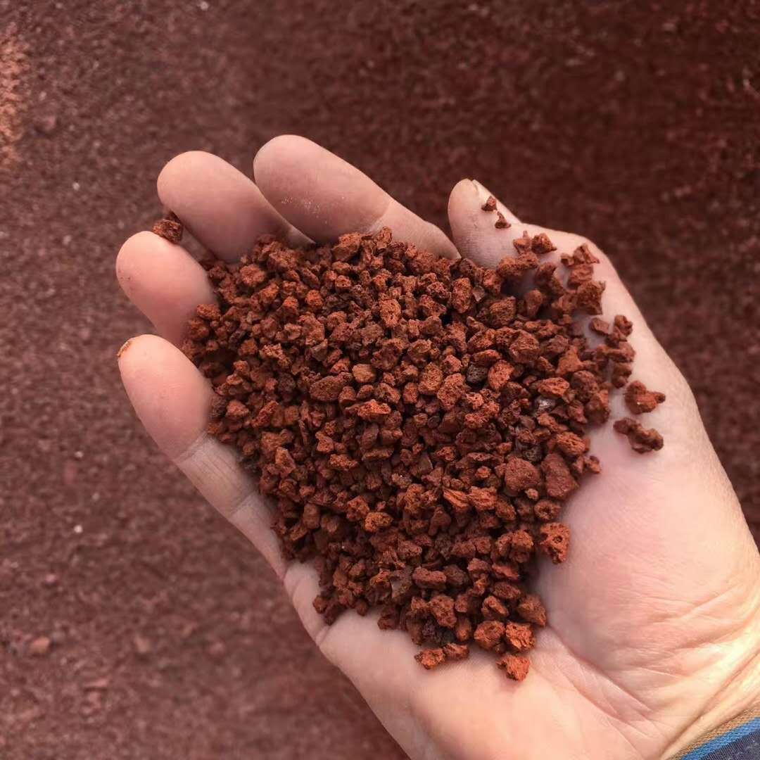 厂家直销红色火山石颗粒 1-20cm 板岩文化石支持定制烧烤火山石