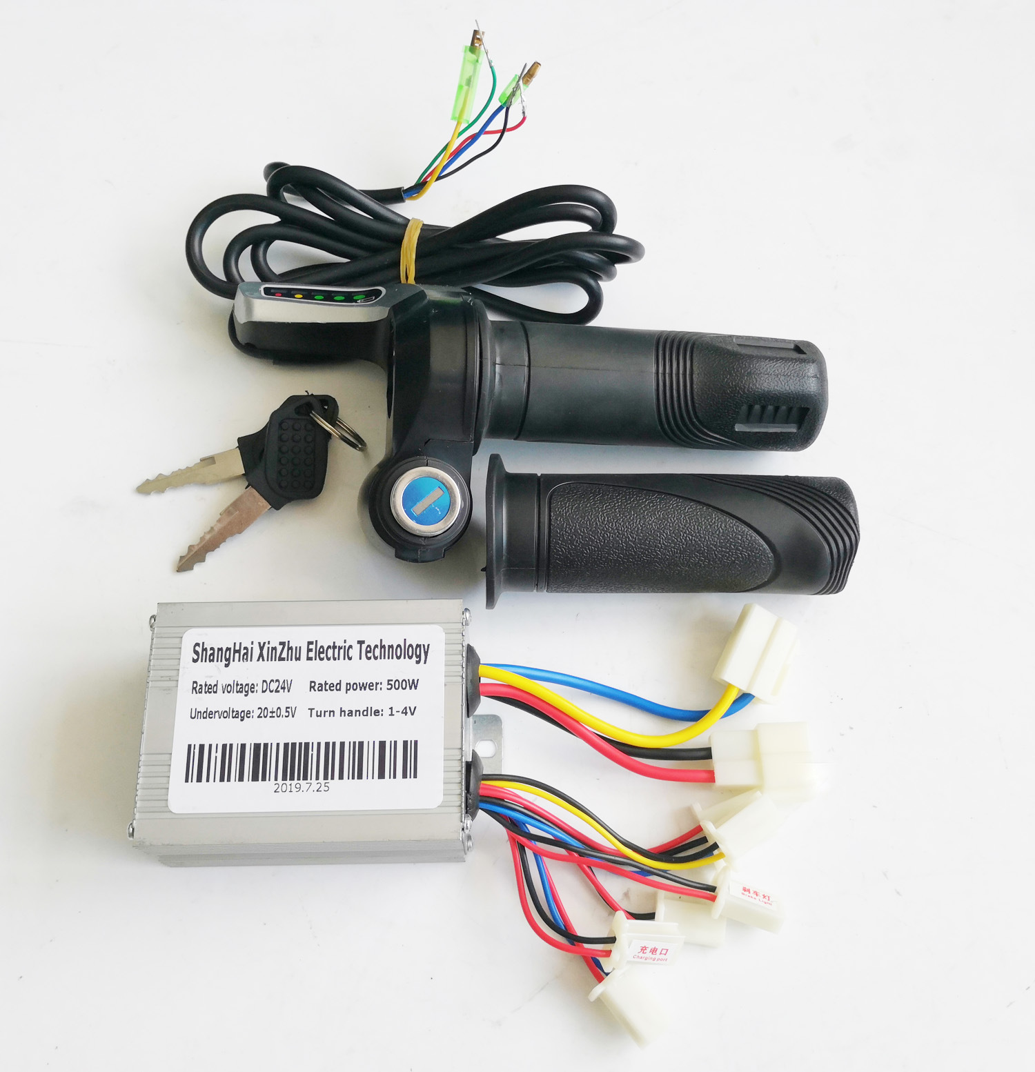24v 500w电动车有刷控制器led带锁转把套装