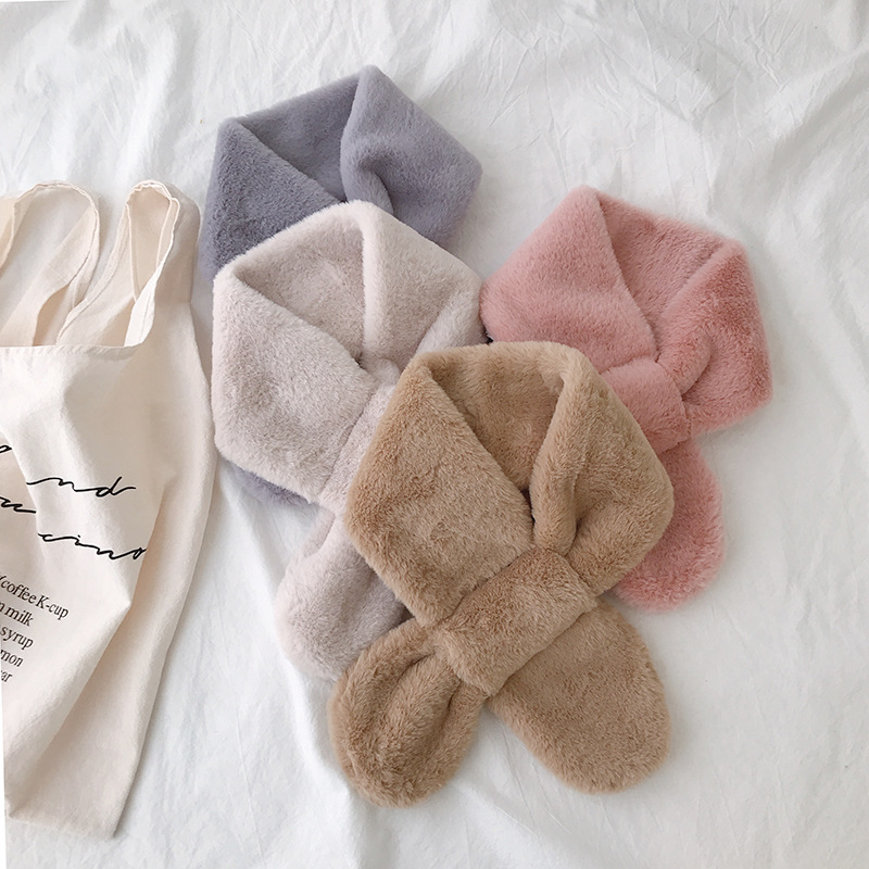 Dongdaemun Cute round Neck Solid Color Furry Scarf Detachable Collar Scarf Chic Decoration Imitation Fur Rabbit Fur Autumn and Winter Scarf