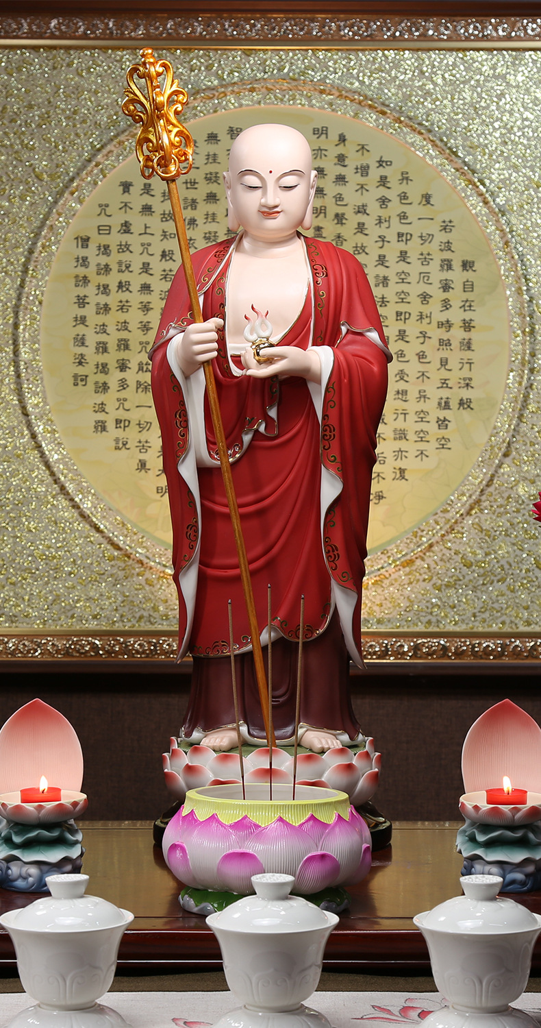 【上美】26吋立莲地藏王佛像站像家用供奉光头地藏菩萨像摆件陶瓷