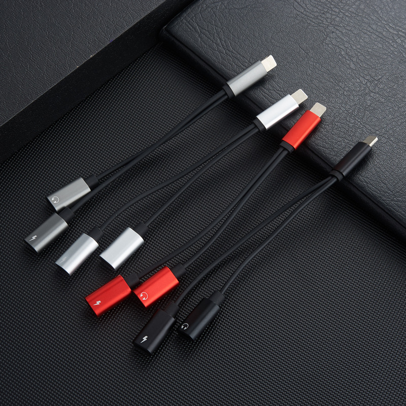 适用苹果11音频转接头 iphonex转接线 双lightning通话充电二合一