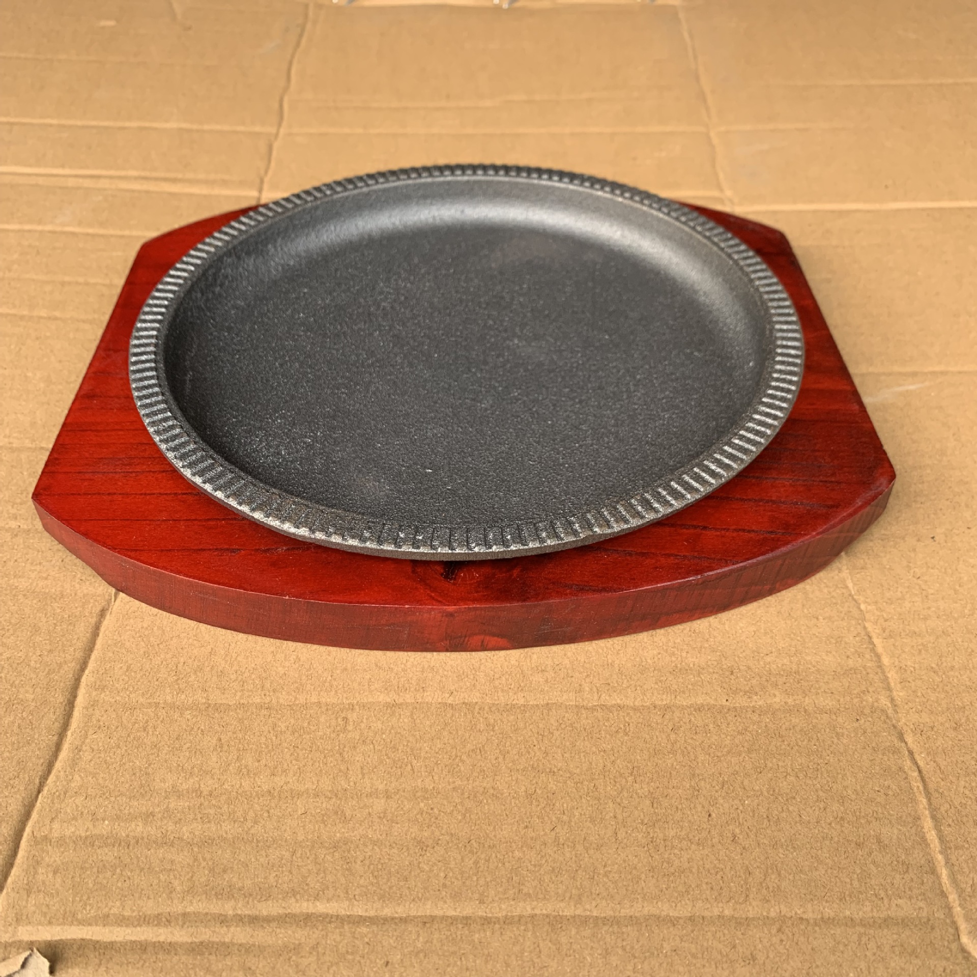 厂家直供铸铁烤盘/铁板烧/不粘铁板/牛排铁板 竹节圆盘