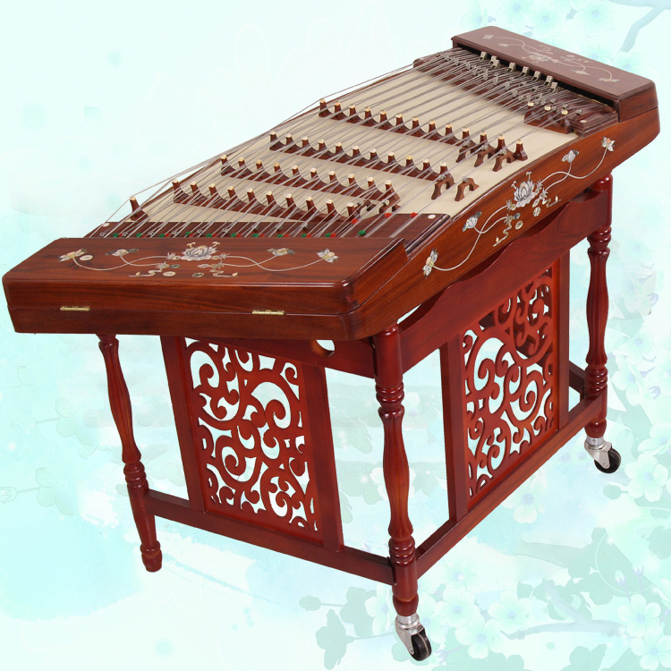 402扬琴乐器 红花梨木贴雕 荷花金色蝴蝶图案杨琴 厂销洋琴