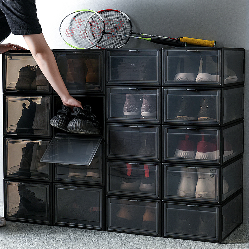 Assembled Sneakers Storage Box Transparent Basketball Shoes Shoe Box Collection Display Shoe Cabinet Sneakers Flip Men's and Women's Shoes Box