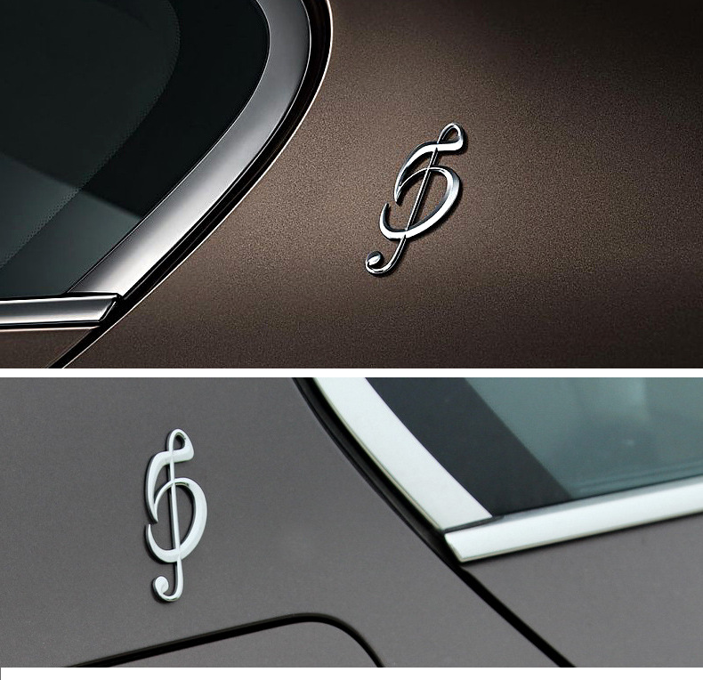 汽车个性改装宝马5系卓乐版音符金属车标车身划痕贴车尾标装饰贴