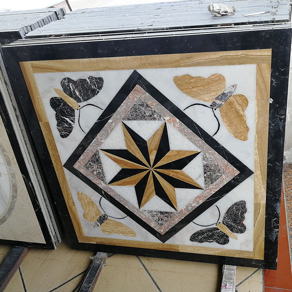 天然大理石水刀拼花各种石材拼接而成 用于室内别墅台面走廊等