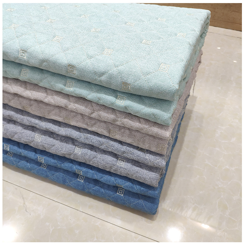 厂家批发宽幅沙发布绗缝半成品仿棉麻防滑夹棉沙发垫布料辅料相似店铺