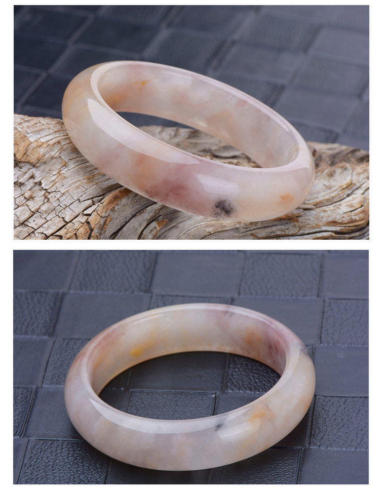 紫罗兰手镯金丝玉女款镯子冰种飘花多彩玉石镯子批发