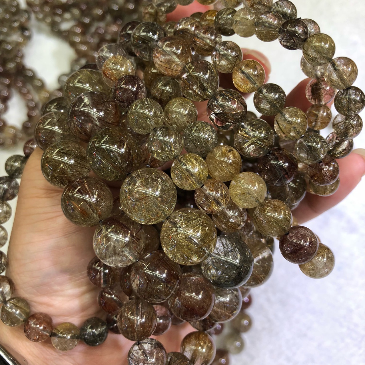 厂家直销天然彩发晶手链新品上市魔鬼发晶手串彩发水晶批发