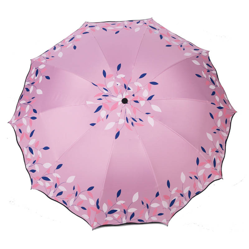 Ruffled Printed Vinyl Rain Umbrella Outdoor Sun-Shade Sun Protection Folding Triple Folding Umbrella Multi-Color Student Umbrella