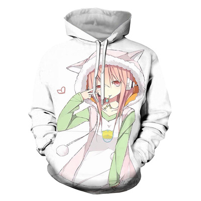 外贸爆款动漫少女3d数码印花卫衣帽衫wishebay速卖通