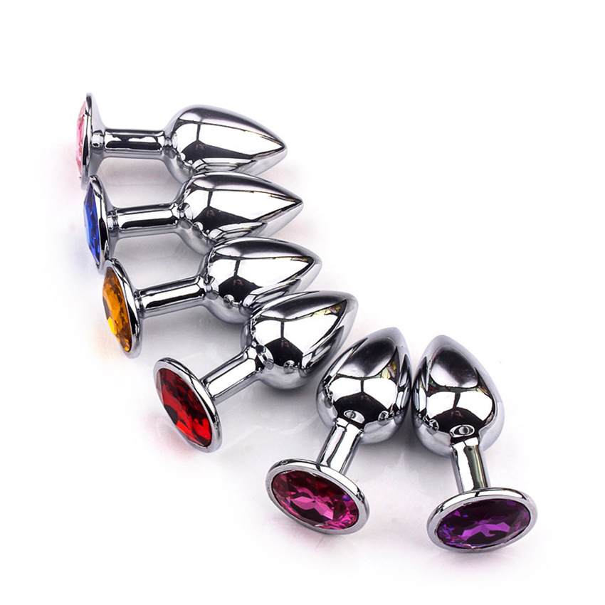 情趣sm后庭带钻石肛塞 小号金属不锈钢肛门栓开发器具