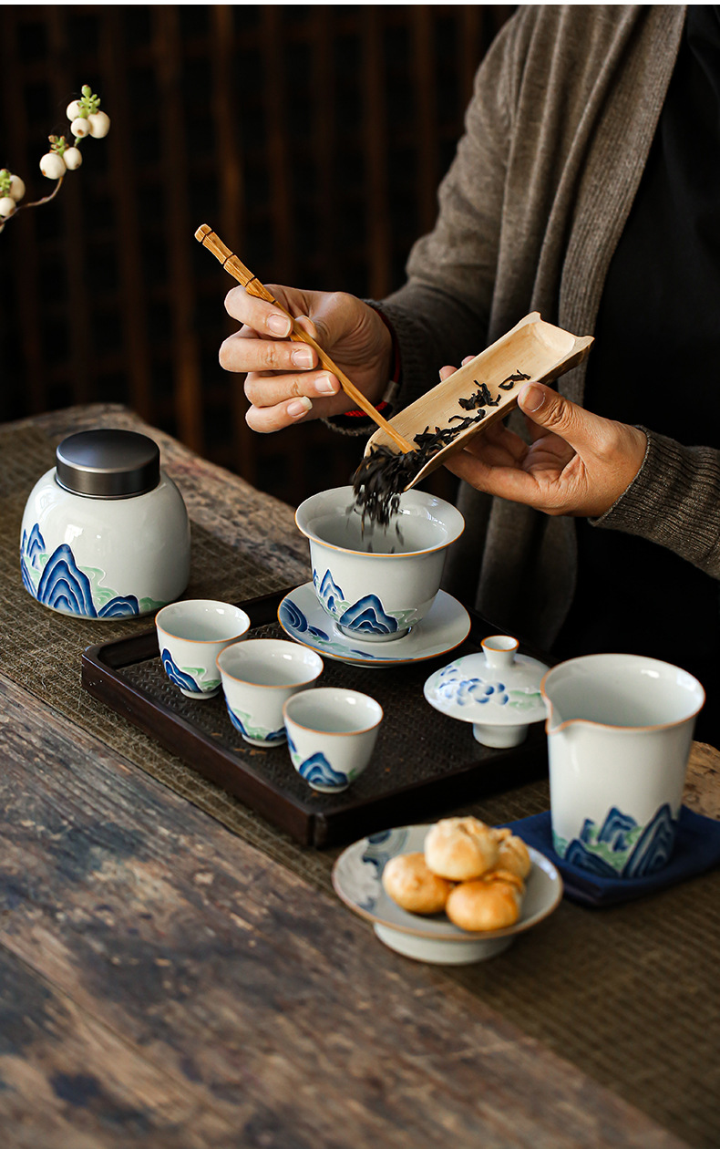 手绘三才盖碗茶杯复古陶瓷手工茶碗敬茶杯日式泡茶碗家用喝茶碗大