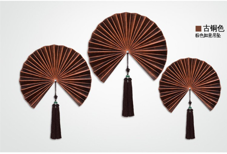 新中式铁艺折扇壁挂家装墙饰挂件墙面装饰品创意扇子复古 工艺品