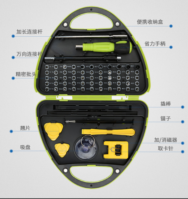 友福67合一螺丝刀套装工具盒型手动螺丝刀套装家具家电维修螺丝批