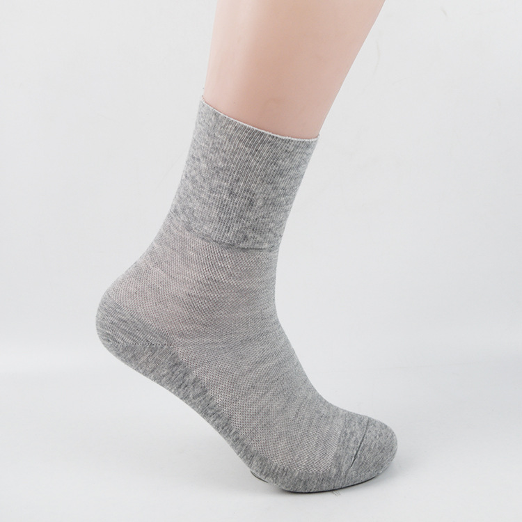春秋新款男士老年人中筒袜 纯棉袜子休闲舒适透气弹力松口袜子男