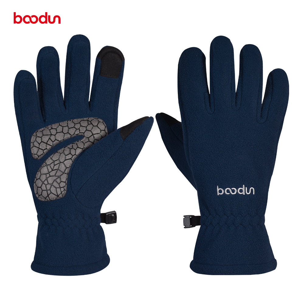 博顿新款冬季摇粒绒手套 户外男女触屏全指防风防滑骑行保暖手套