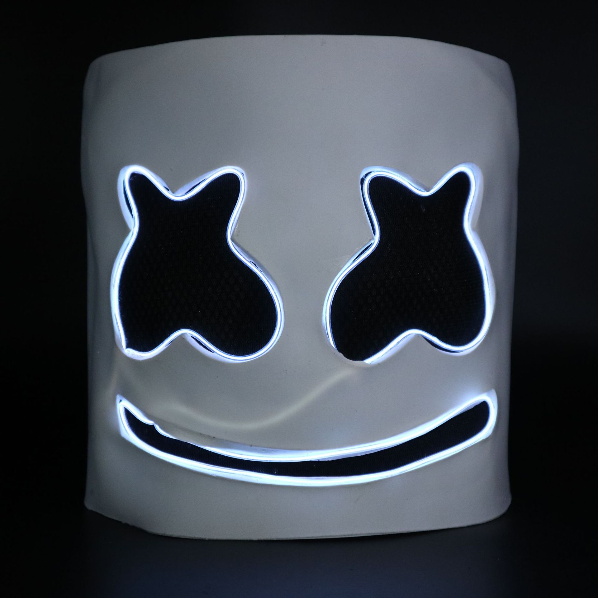 棉花糖cos电音节dj marshmello同款头套万圣节led发光衣服面具批