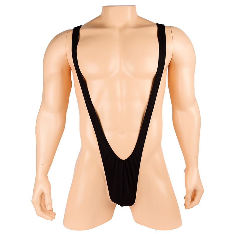高弹力吊带男士情趣内裤 背心式连体衣 v形背带式男士内裤5820