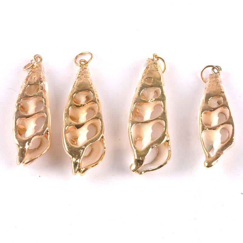 速卖通ebay热卖饰品吊坠海螺电镀金边海螺切片海螺现货批发