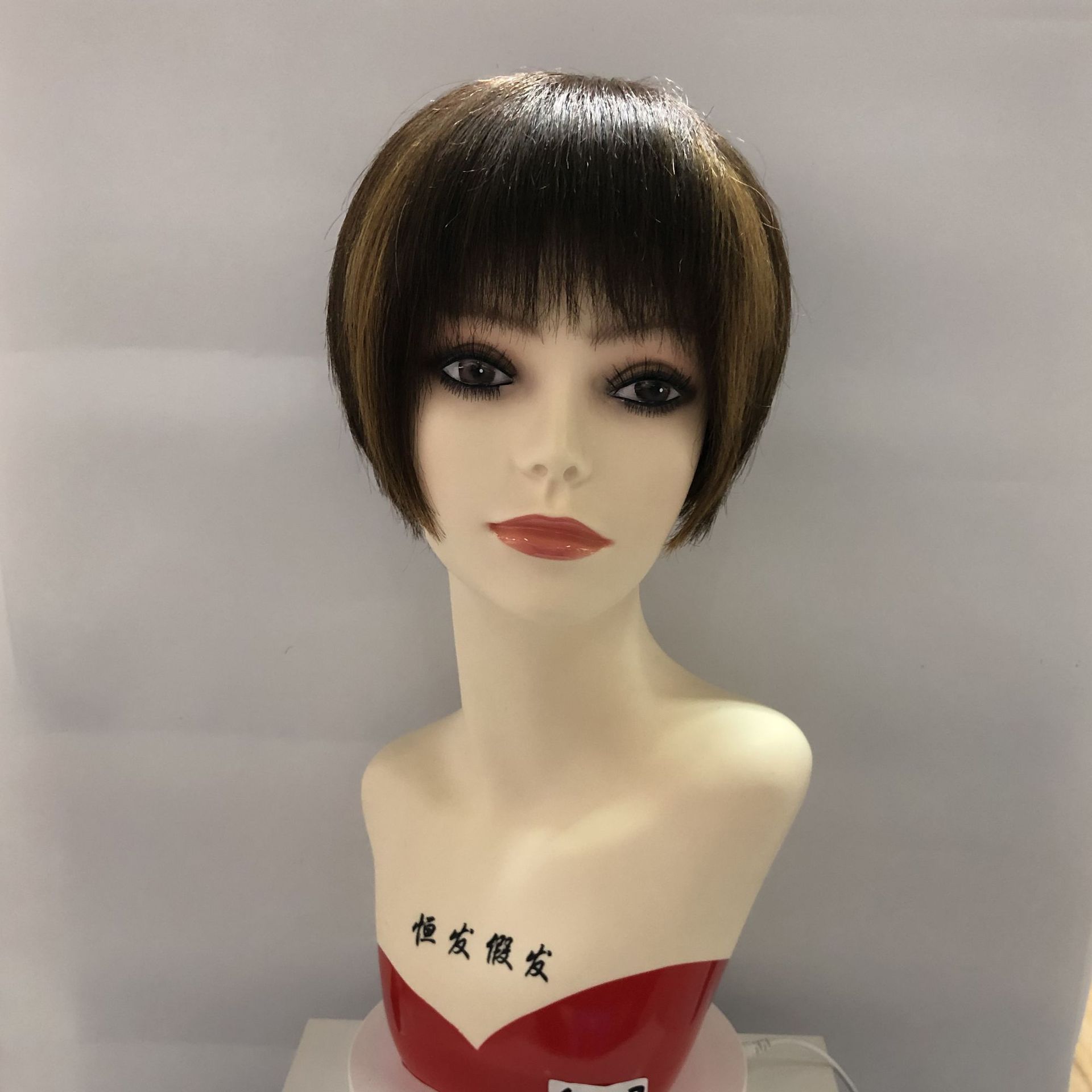 假发女短发手织中老年轻挑色妈妈假发套真发头套真人发丝自然帅气