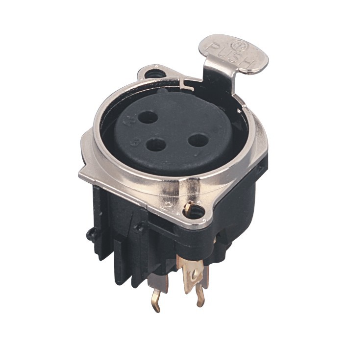 舞台灯光摄影器材专用卡侬母插座3芯 圆形带开关xlr卡侬座spf-22d