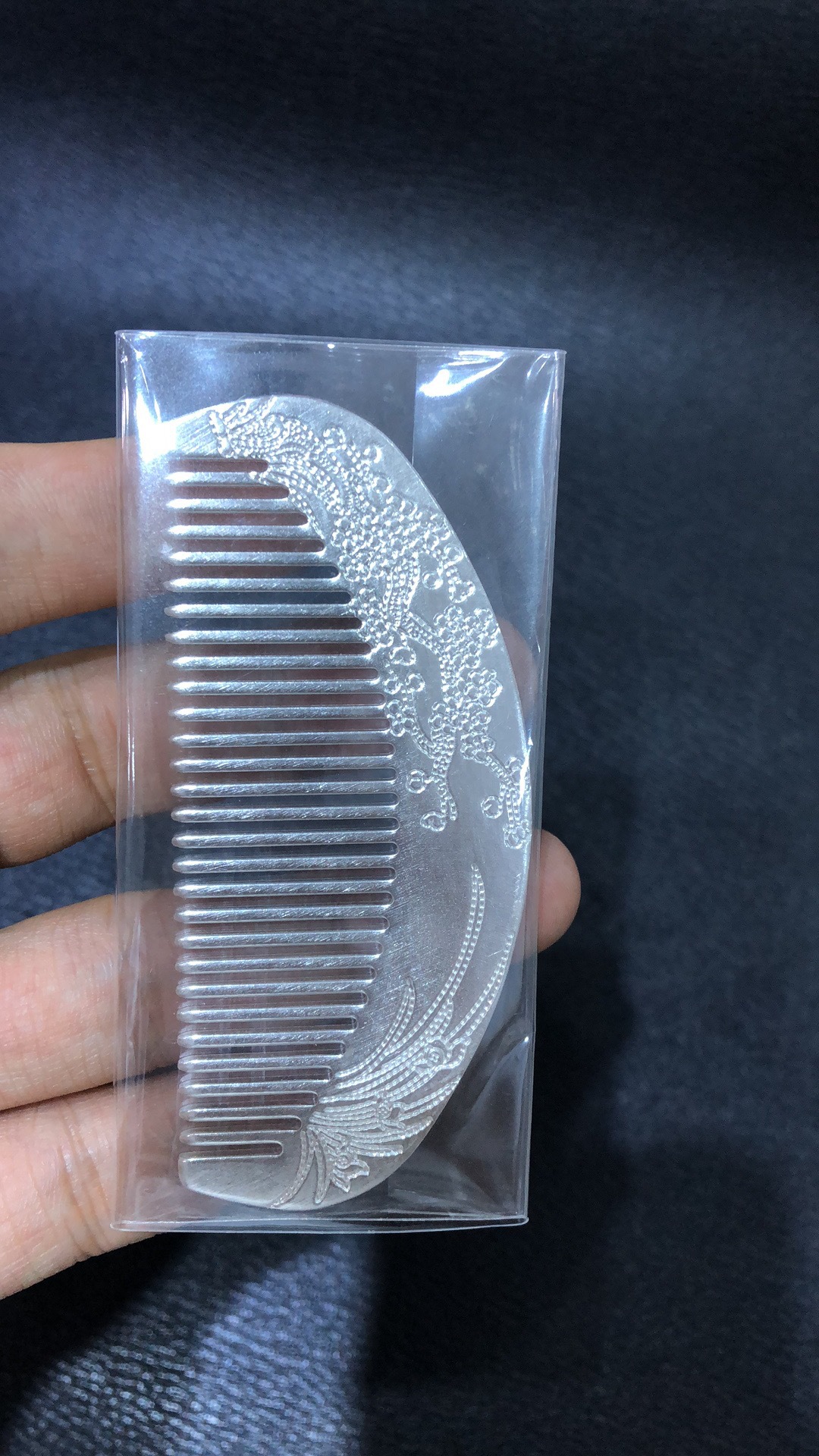 牡丹花纯手工雪花银头梳s999足银孔雀莲花发梳子送礼送妈妈银梳