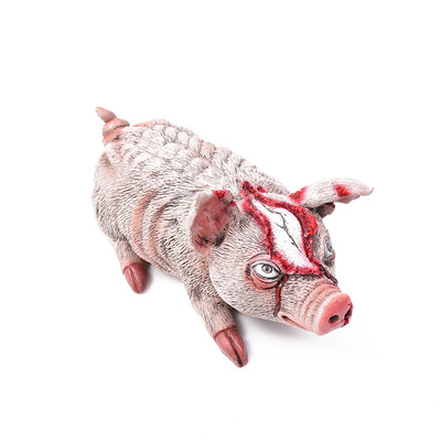 新款万圣节整人整蛊恐怖动物装饰品鬼屋恐怖摆件伤疤猪恐怖猪摆件