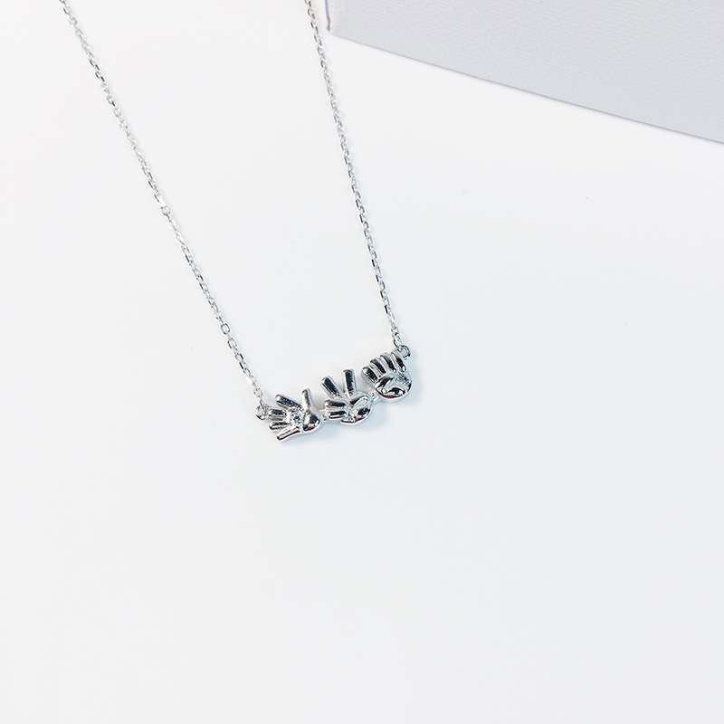 厂家直销s925纯银剪刀石头布项链520女锁骨链搞怪创意抖音爆款