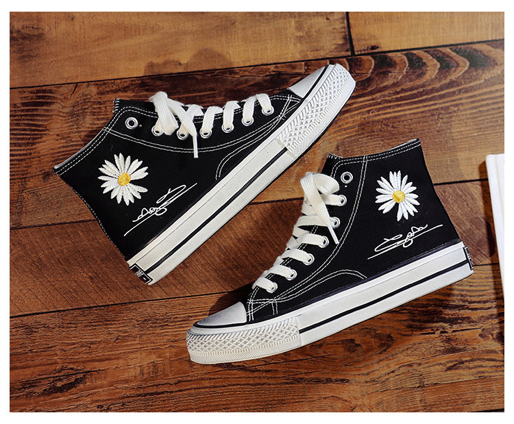 优步2020权志龙小雏菊帆布鞋高帮菊花脏脏鞋子学生休闲板鞋潮a515