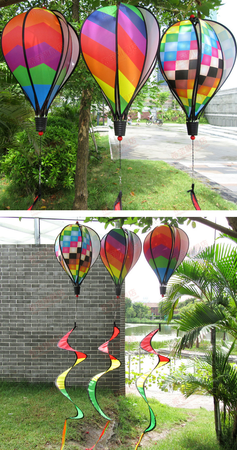 彩虹热气球风车 幼儿园装饰风车 室内外挂饰 布置风车 灯笼挂饰