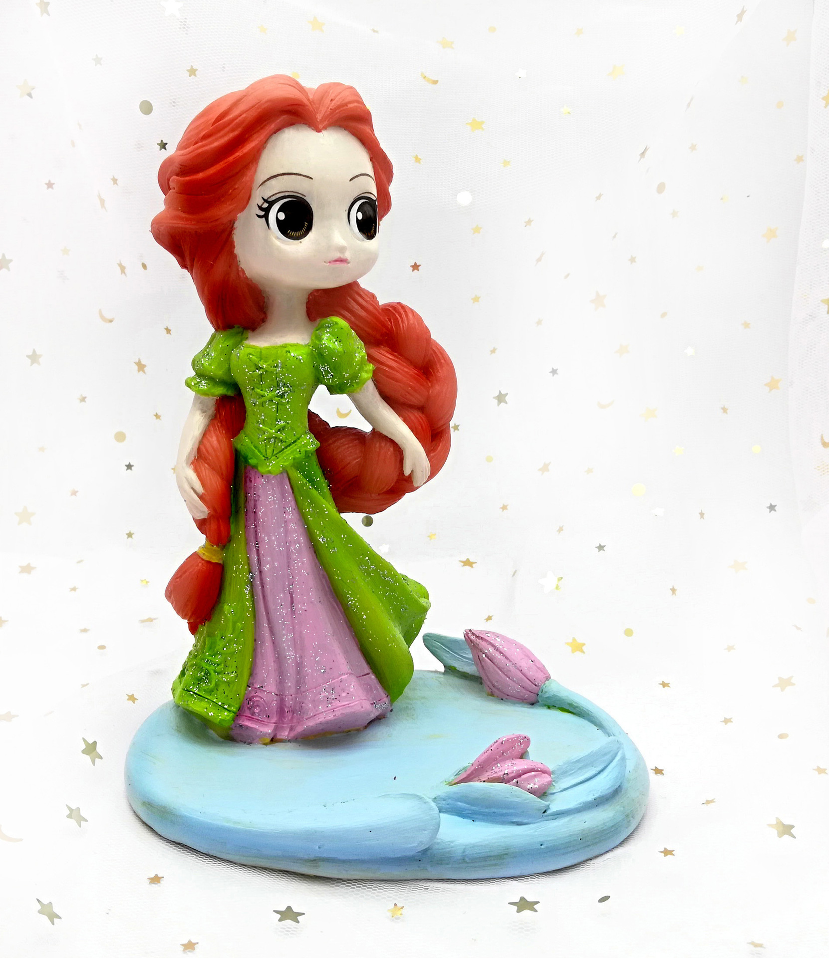 diy树脂白胚摔不坏公主手机座支架彩绘美人鱼萌宠创意涂色玩具