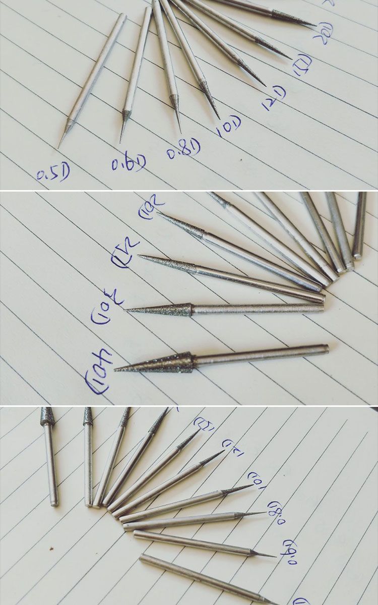玉石雕刻工具打眼扩孔刻字拉细线条头发丝针金刚砂玉雕磨头d尖针