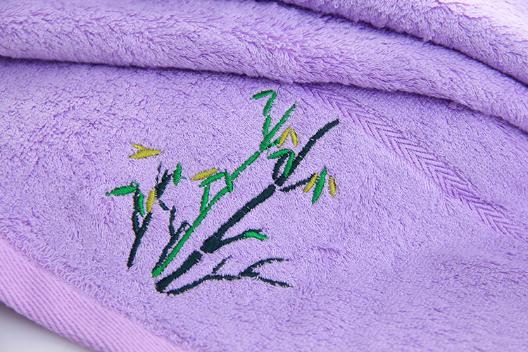 竹纤维浴巾32支单纱加厚纯色绣竹子竹炭浴巾礼品毛巾浴巾礼盒套装