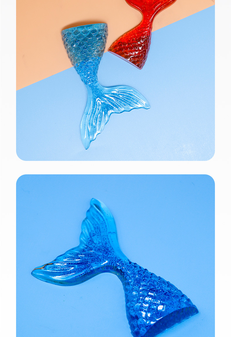 高镜面大小号美人鱼鱼尾巴鱼尾滴胶 uv胶黏土硅胶模 手工diy模具