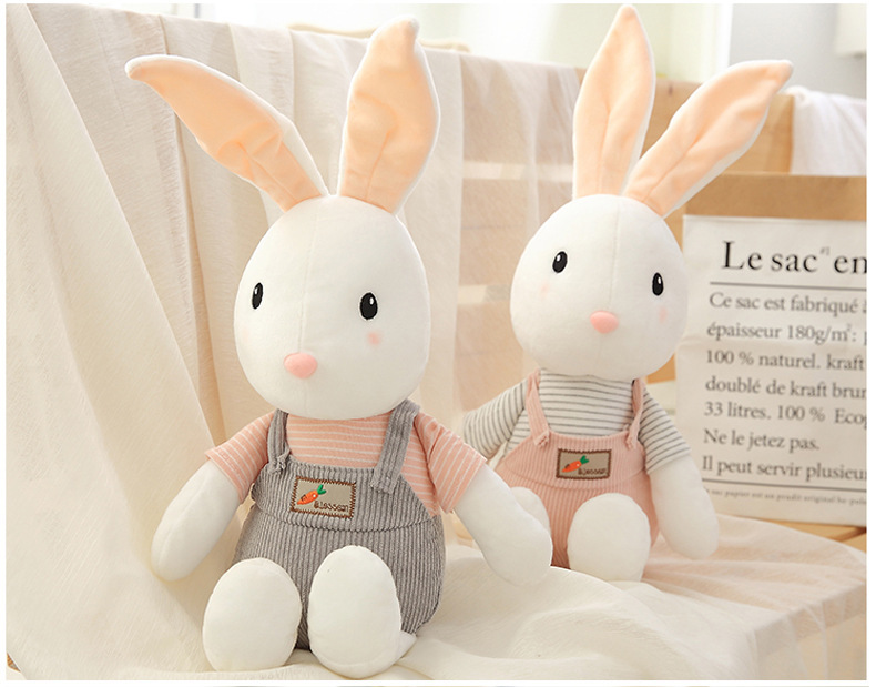 可爱清新小兔子公仔卡通背带兔毛绒玩具兔宝宝玩偶儿童礼物批发