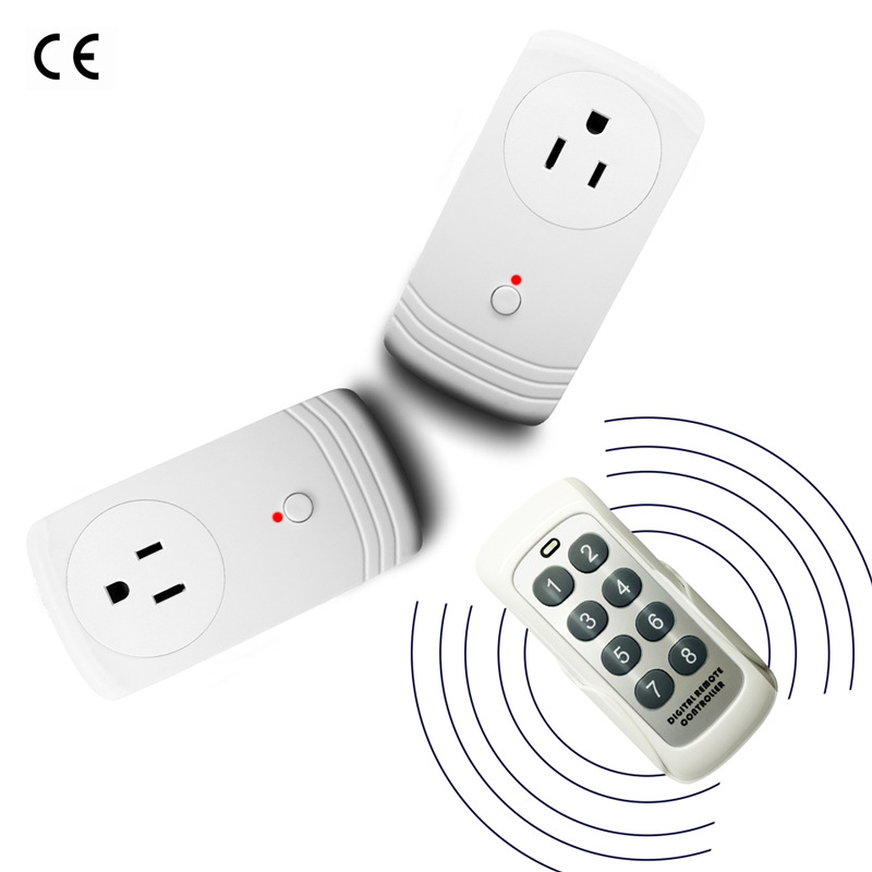 美标遥控插座一拖二开关远距离控制学习型led灯亚马逊电商爆款