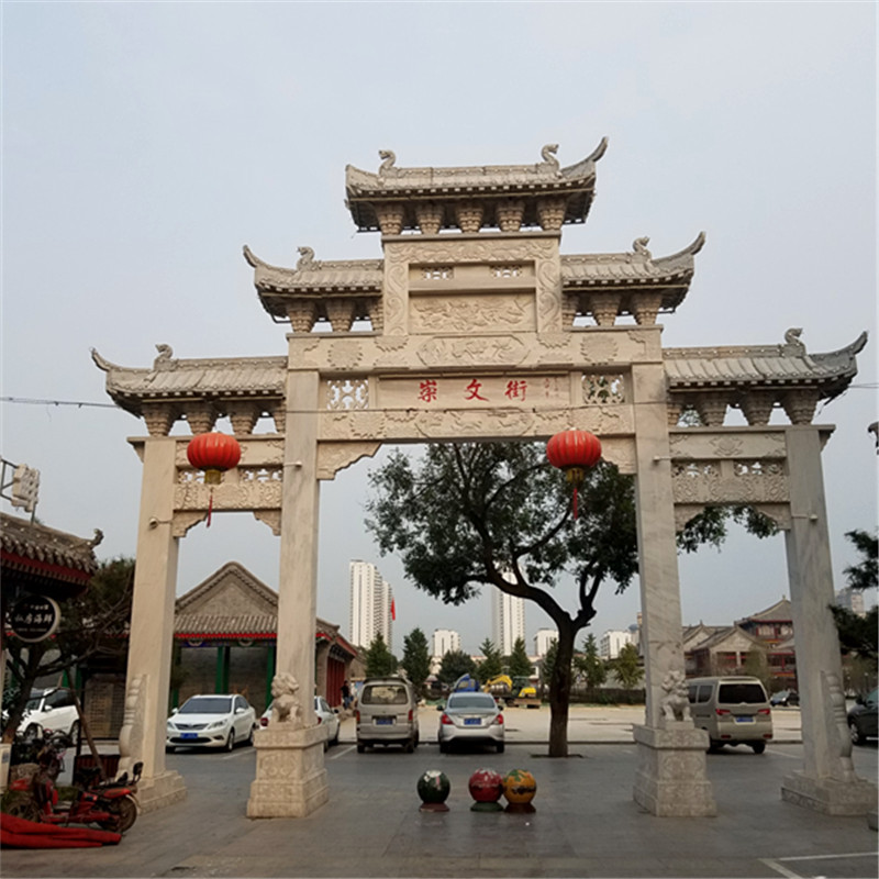 石雕牌坊大型石雕门楼牌坊牌楼村口社区街道大门楼摆件