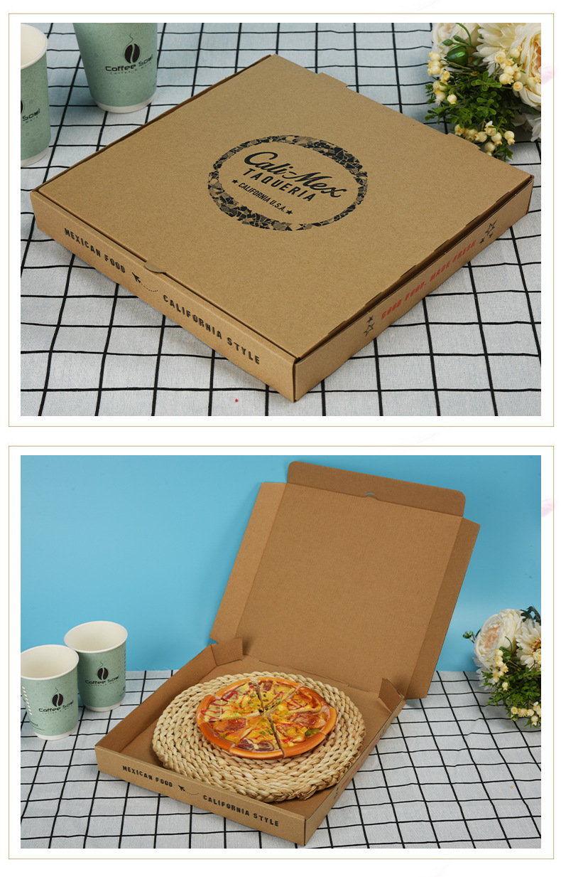 烘焙披萨盒来样定制logo披萨盒 圆形一次性pizza盒外卖打包披萨盒