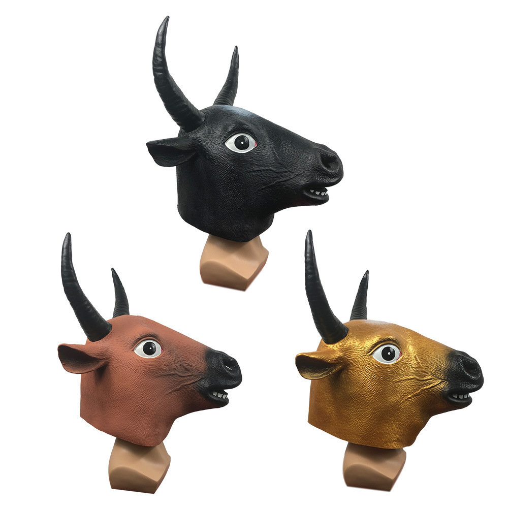 搞笑可爱牛头套动物面具 化妆舞会牛魔王头饰 万圣节派对表演道具