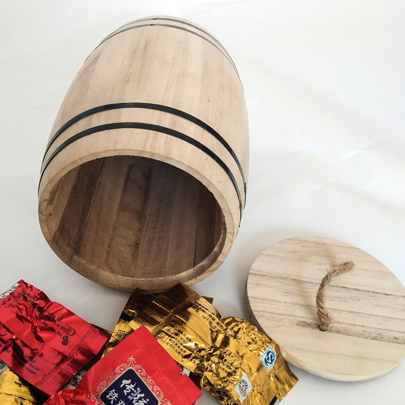 Packing Box Pine Portable Tea Packaging Wooden Barrel Coffee Barrel Jinjunmei Tea Packing Boxes Tea Wooden Barrel
