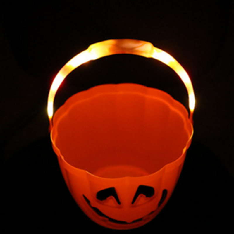 Zilin Halloween Ghost Festival Supplies Decoration Props Activity Party Portable Candy Bucket Large Luminous Pumpkin Bucket