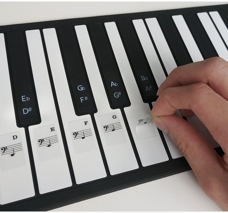 云之曲钢琴贴纸黑键白88键音阶贴纸通用t31w五线谱黑色6149键