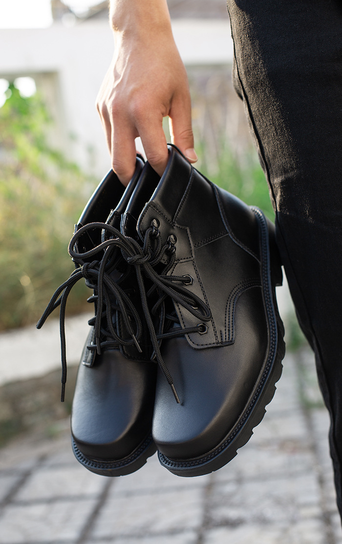 真皮牛皮短靴钢底钢头男士军靴秋冬羊毛靴男马丁靴子作战靴羊毛