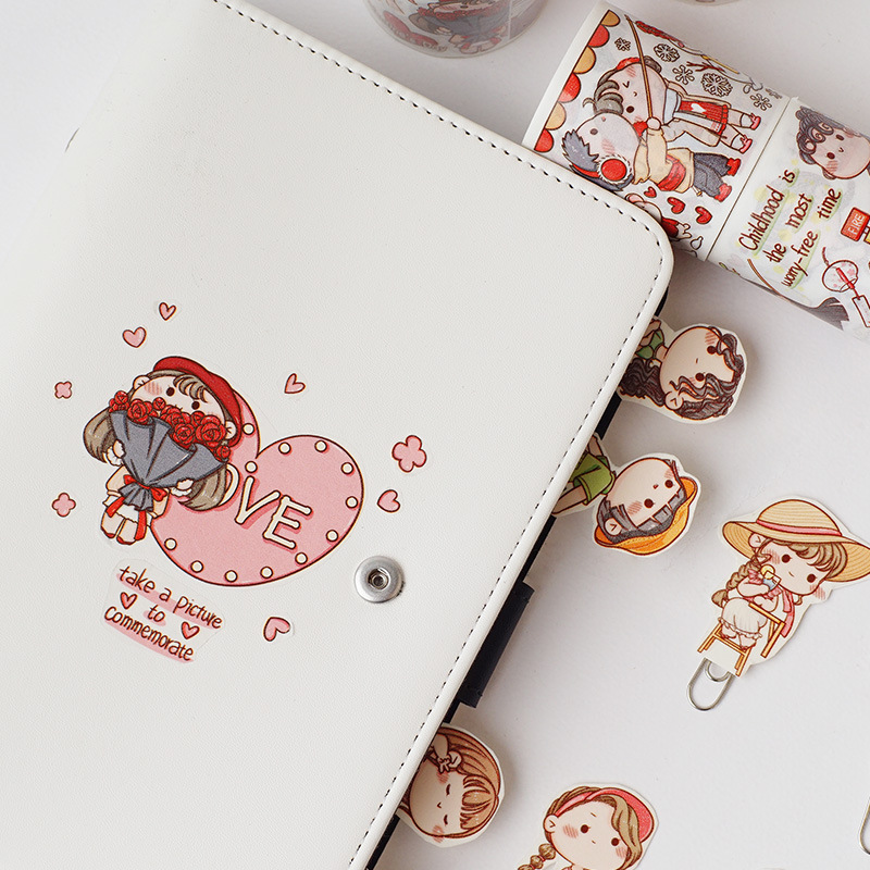 Add Extra Special Oil and Paper Adhesive Tape Small Fried Glutinous Rice Cake Stuffed with Bean Paste Series Fresh and Cute Character Notebook DIY Material Release Stickers