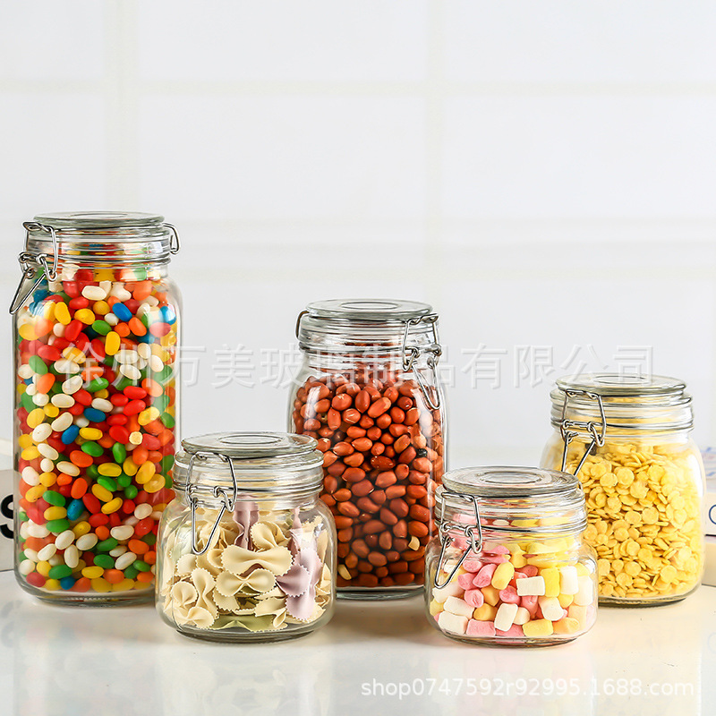 Buckle Glass Jar Tea Bottle Large Kimchi Jar Storage Bottle Transparent Honey Pot Pickles Bottles Glass Density