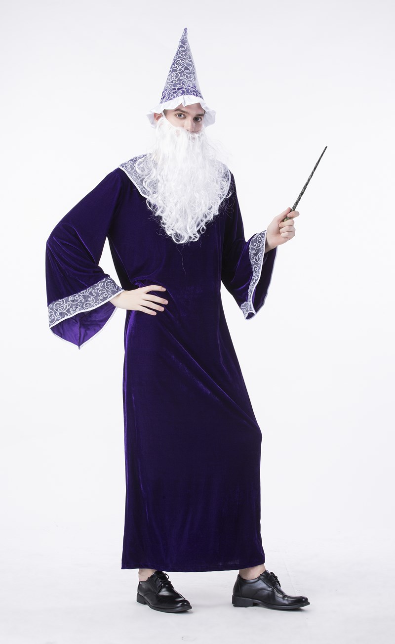 万圣节成人男款老巫师魔术魔法师cos巫师长袍森林精灵阿拉伯服装